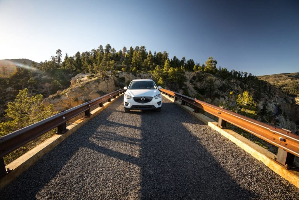 white car on bridge