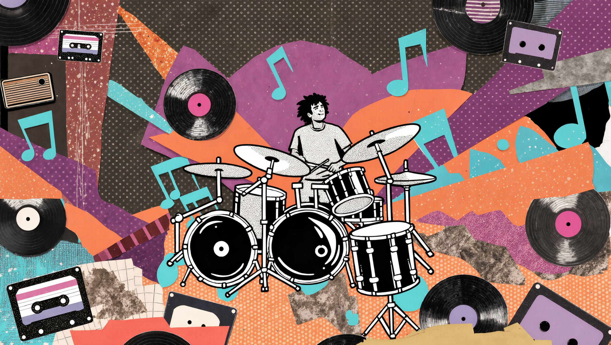 Los Instrumentos Musicales Más Difíciles del Mundo (y Por Qué Cuestan Tanto) 5 Baterista tocando con coordinación de manos y pies en un ensayo