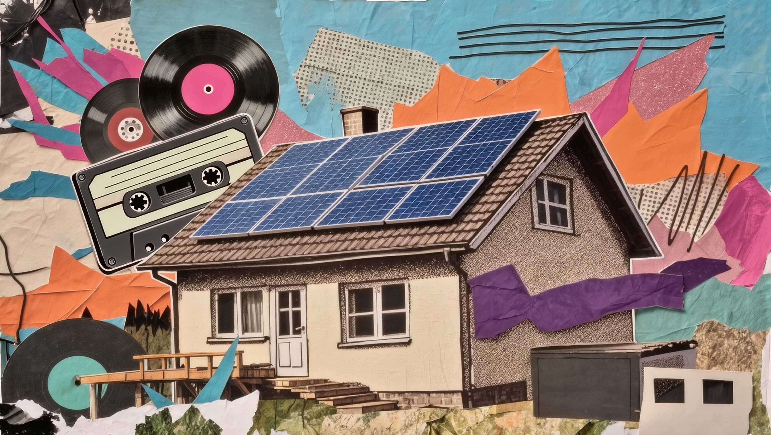 Paneles solares fotovoltaicos instalados en el tejado de una casa unifamiliar