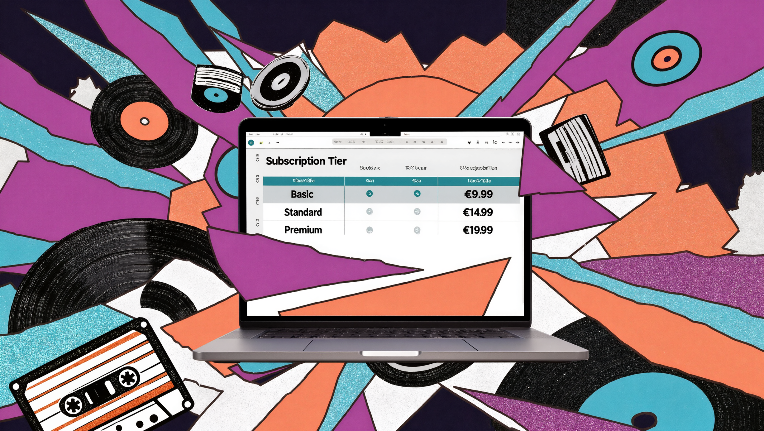 Tabla comparativa de precios de suscripción de Spotify, Apple Music y YouTube Music en euros