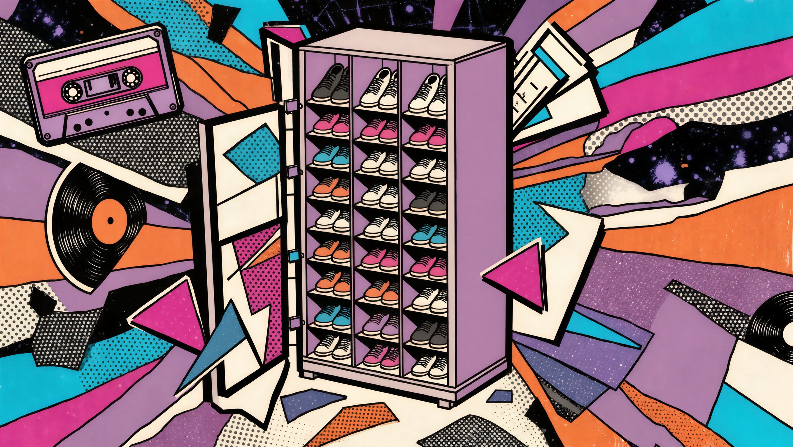 zapatero vertical organizado en el suelo de un armario pequeño